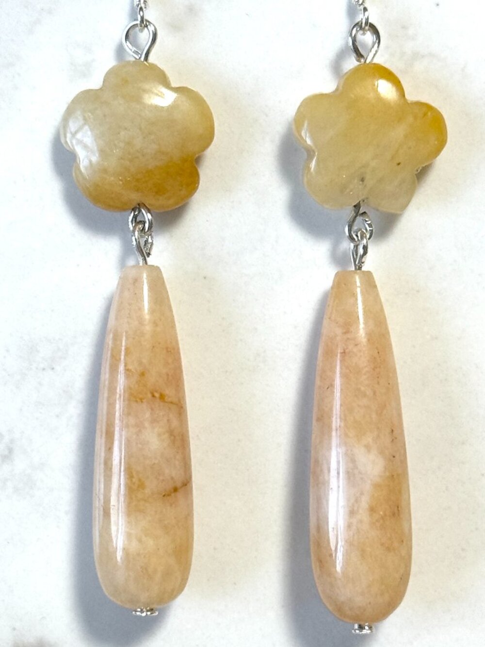 2/$20, Yellow Orange Aventurine Dangle Earrings, Gemstone & Sterling Silver Hook